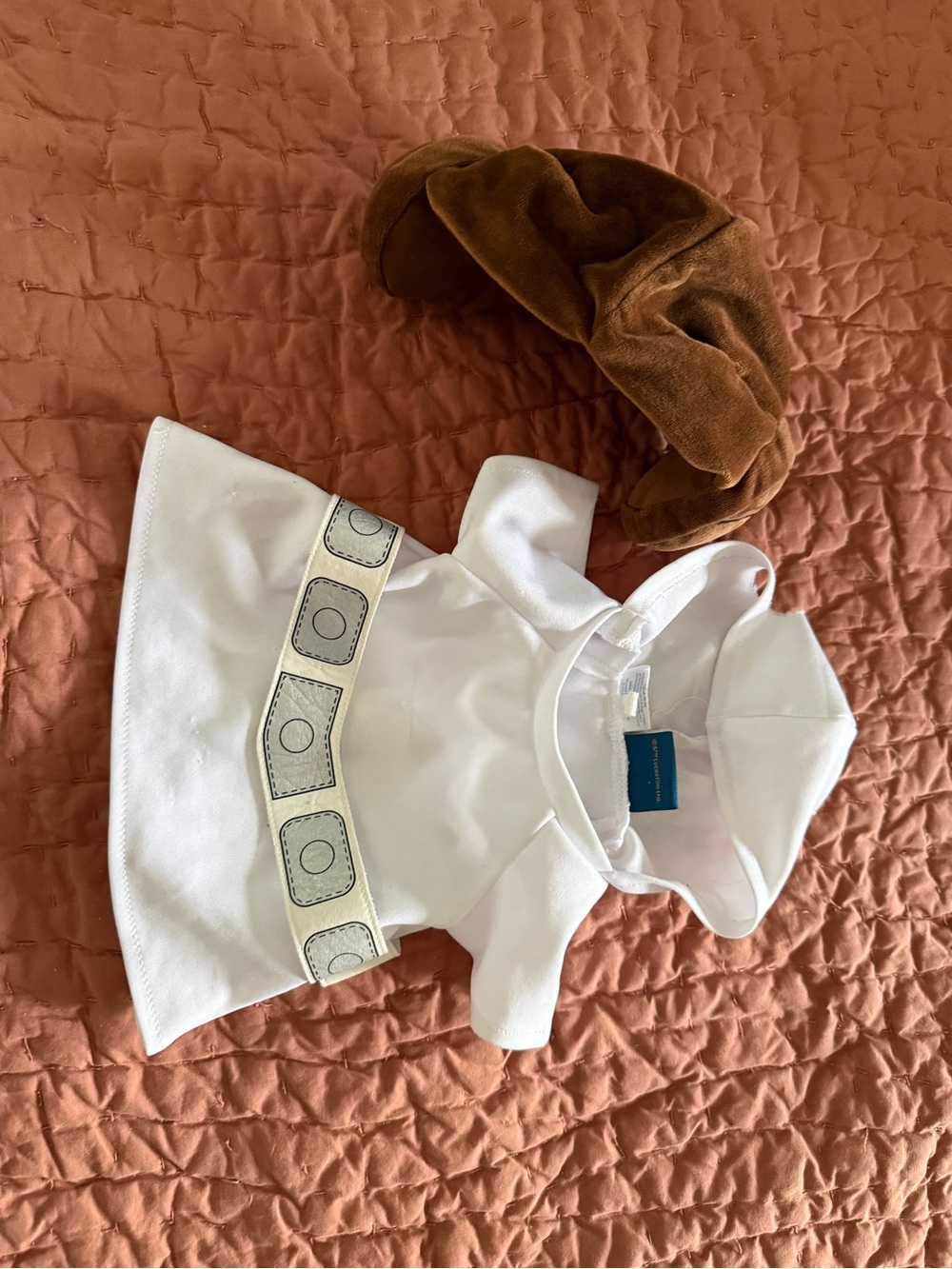 Build-A-Bear Princess Leia White Hooded Dress with Printed Belt and Buns Wig